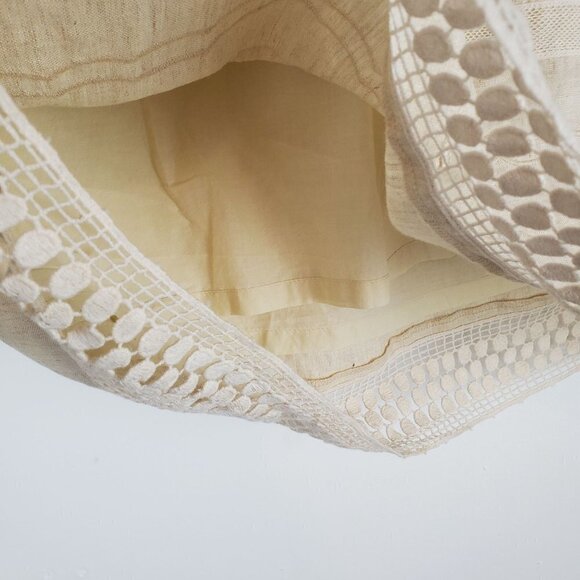 LOFT‎ 0 Beige Linen Skirt Side zip Boho Lace trim Cottagecore Lined - Picture 8 of 11